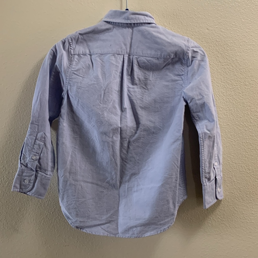 Crewcuts Factory Blue Chambray Button Down Dress Shirt Size 6-7 Cotton Christmas - Picture 2 of 5